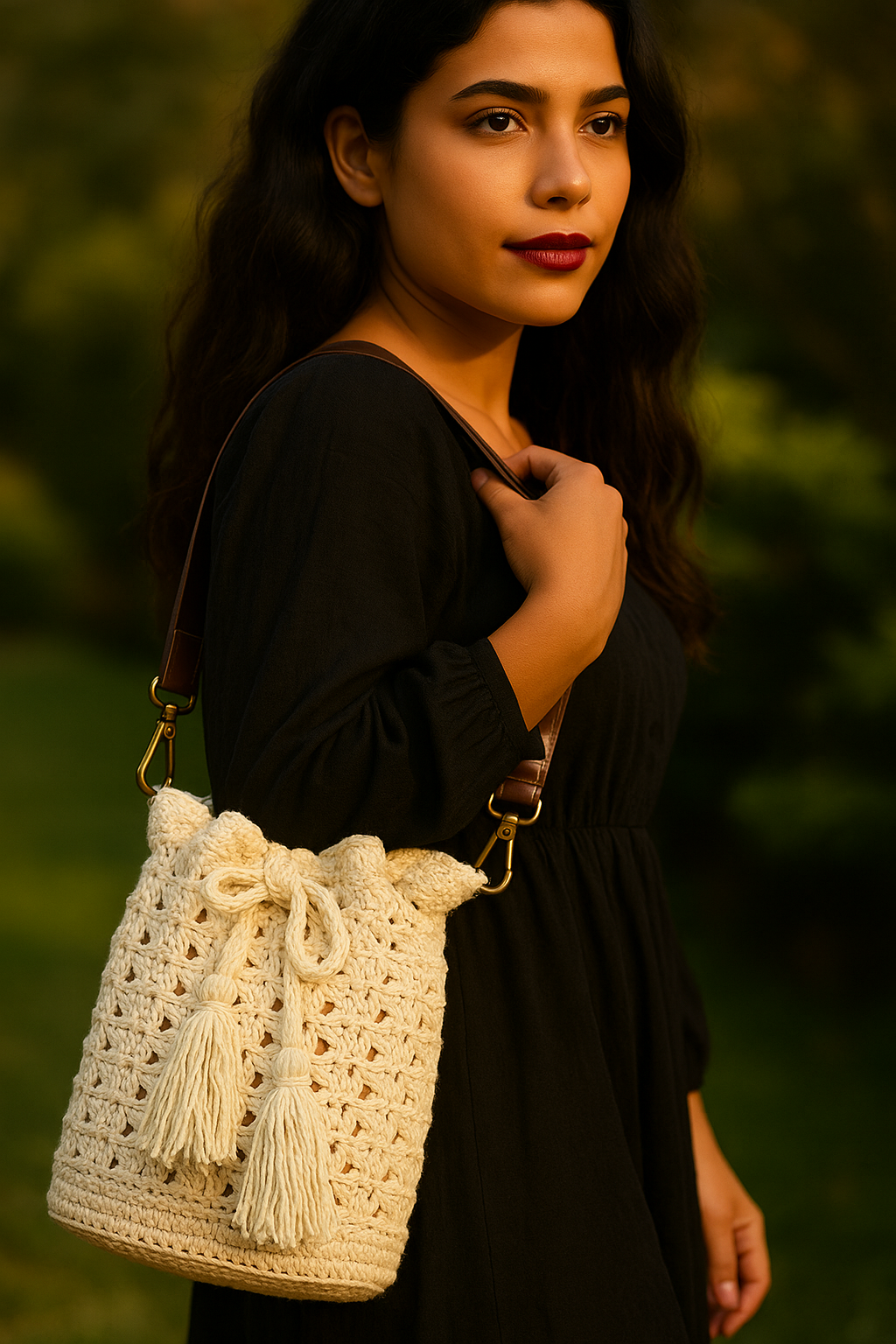Beaded Jute Tote Bag
