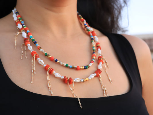 Carmine Carnival – Vibrant Multicolor Beaded Necklace