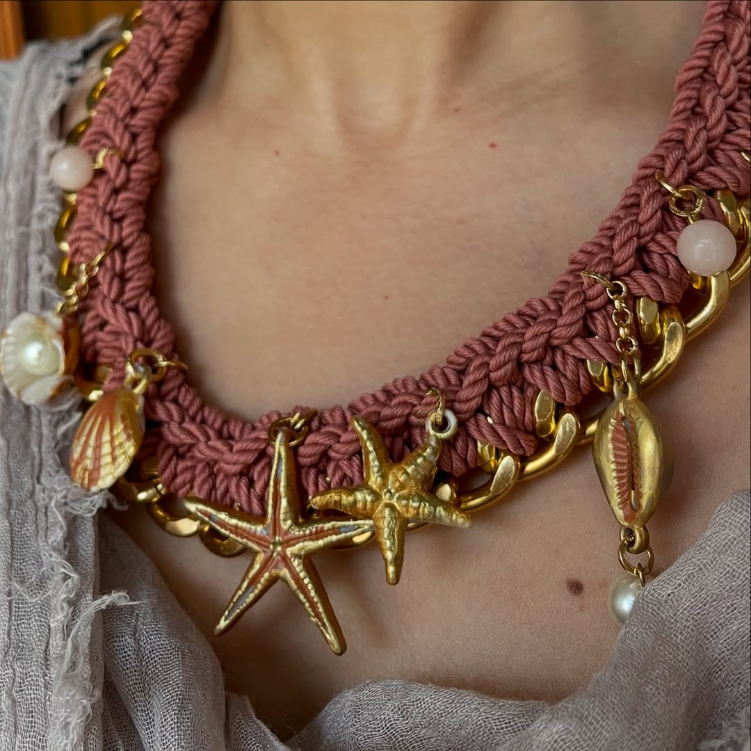 Coral Coast – Handwoven Necklace with Starfish & Shell Charms