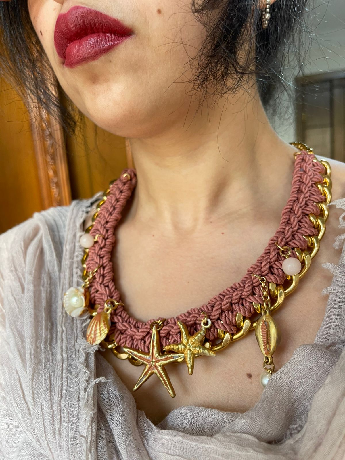 Coral Coast – Handwoven Necklace with Starfish & Shell Charms