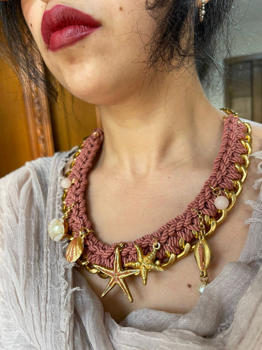 Coral Coast – Handwoven Necklace with Starfish & Shell Charms