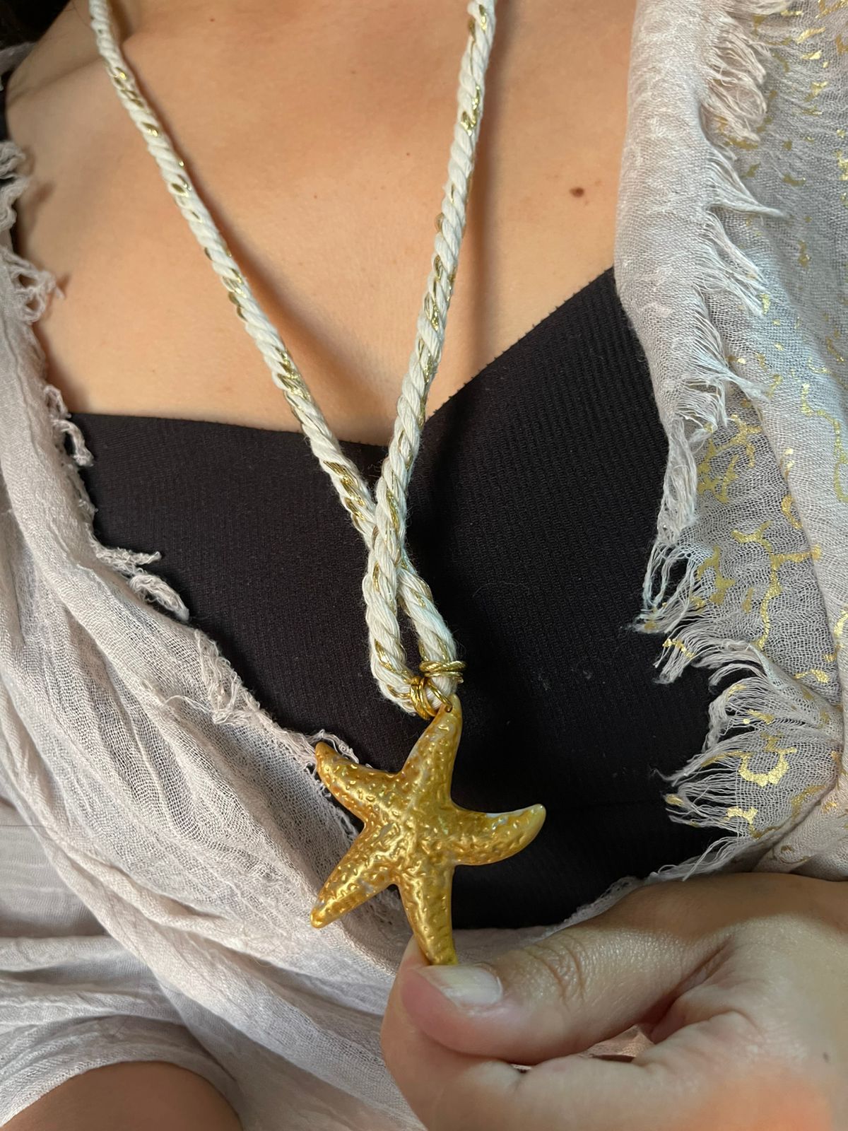 Star Charm – Nautical Rope Necklace with Gold or White Star Pendant