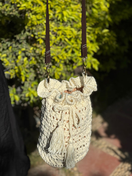 Beaded Jute Tote Bag