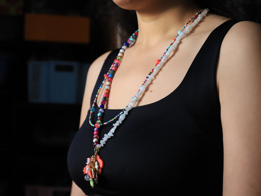 Coral Carnival – Multicolored Beaded Necklace with Oceanic Charms