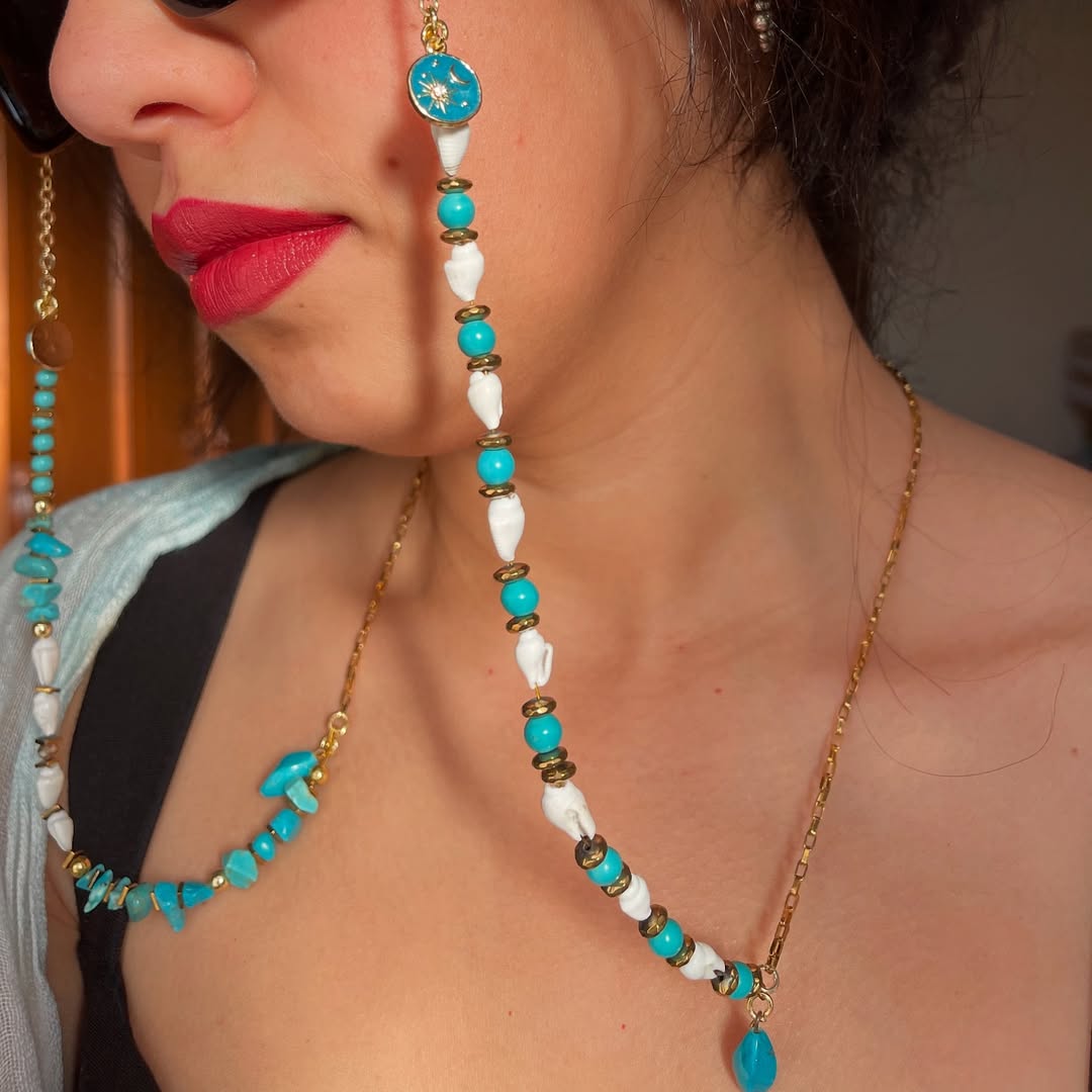Tide Shells – Turquoise & White Beaded Glasses Chain