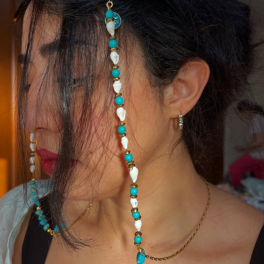Tide Shells – Turquoise & White Beaded Glasses Chain