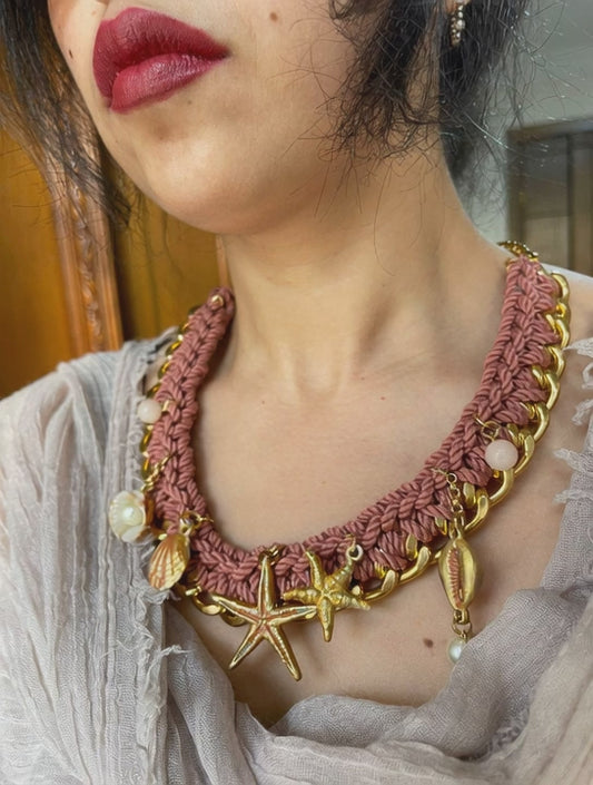 Coral Coast – Handwoven Necklace with Starfish & Shell Charms