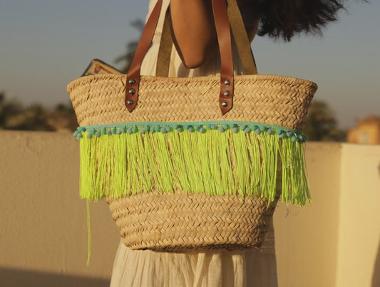Fiesta Vibes – Handwoven Tote with Neon Fringe