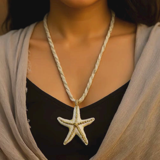 Star Charm – Nautical Rope Necklace with Gold or White Star Pendant
